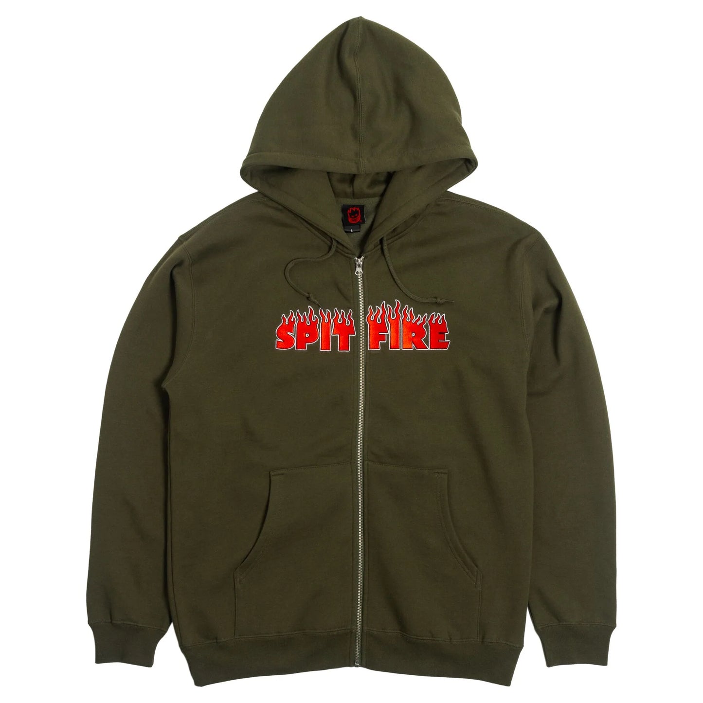 SPITFIRE DEMONSEED SCRIPT EMBROIDERED ZIP HOODIE OLIVE