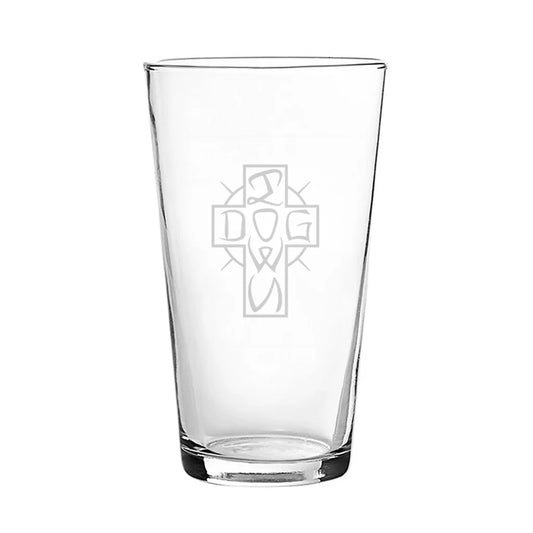 DOGTOWN ESE CROSS PINT GLASS 16OZ CLEAR ETCH