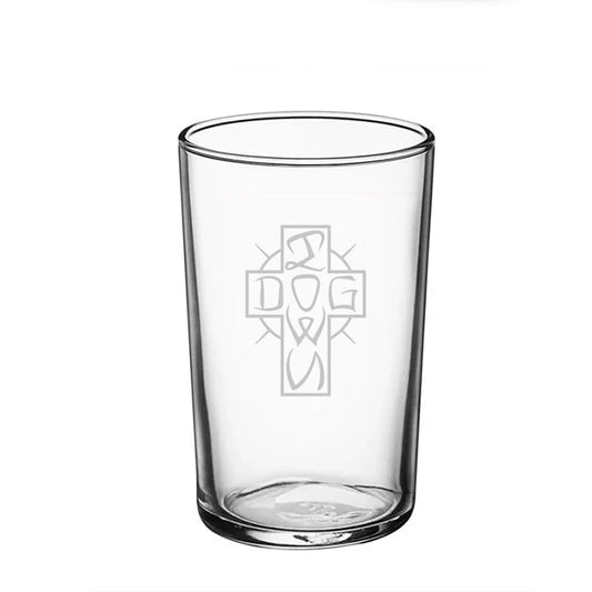 DOGTOWN ESE CROSS DOUBLE SHOT GLASS 5OZ CLEAR ETCH