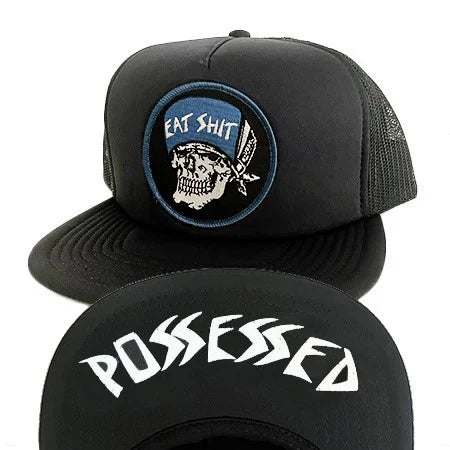 SUICIDAL SKATES EAT SHIT PATCH POSSESSED FLIP MESH HAT BLACK