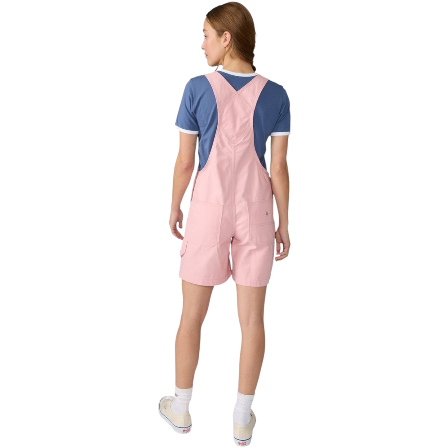 DICKIES WOMENS 7” BIB SHORTALL BRIDAL ROSE