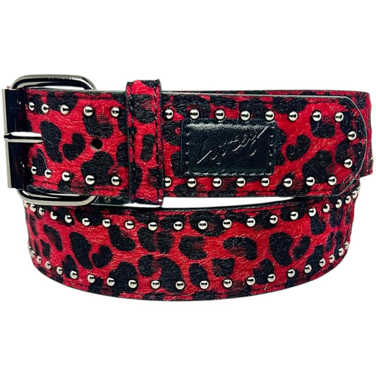 LOOSEY CHEETAH RIVET BELT BURGUNDY