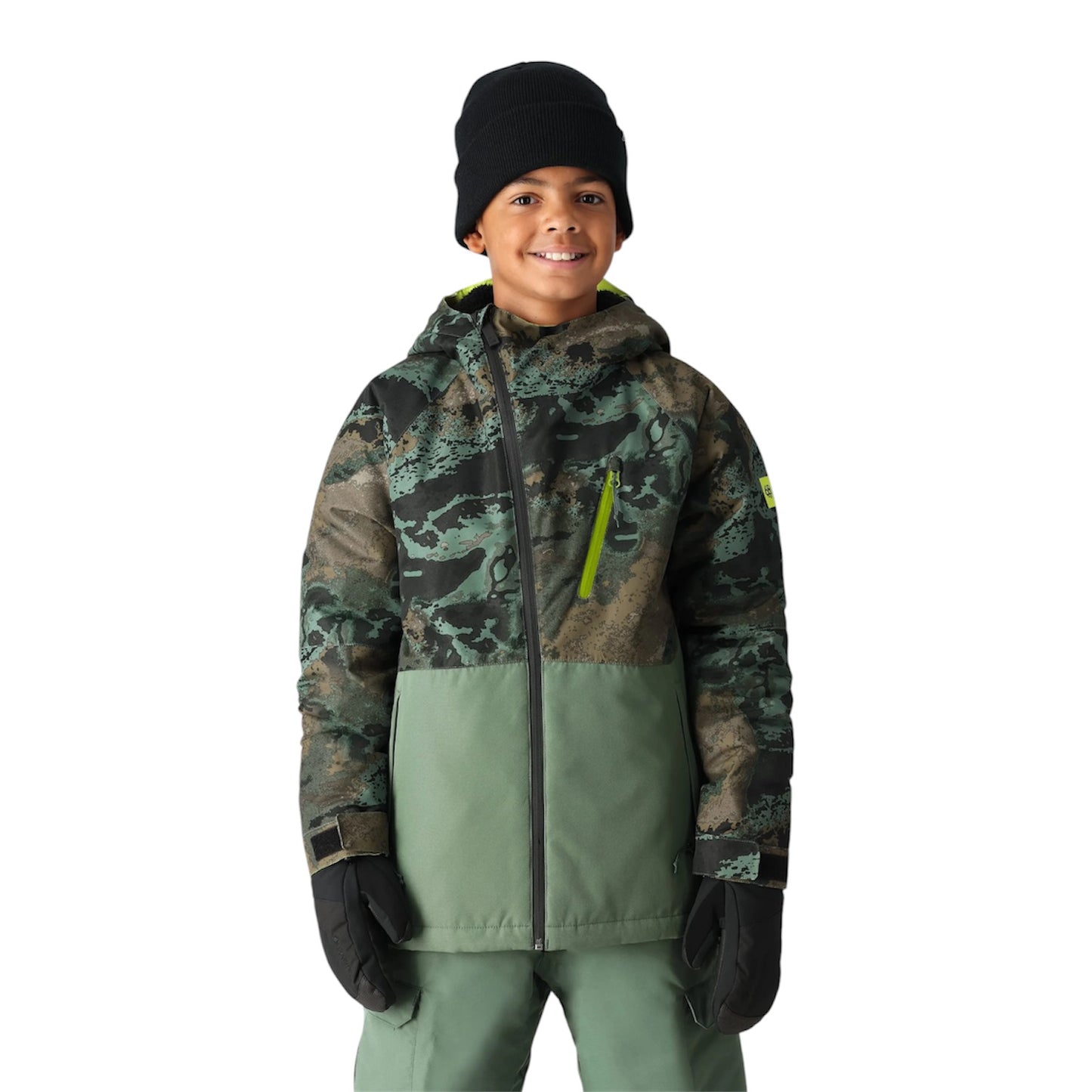 686 BOYS HYDRA INSULATED JACKET CYPRESS GREEN HEMISPHERE COLOR BLOCK