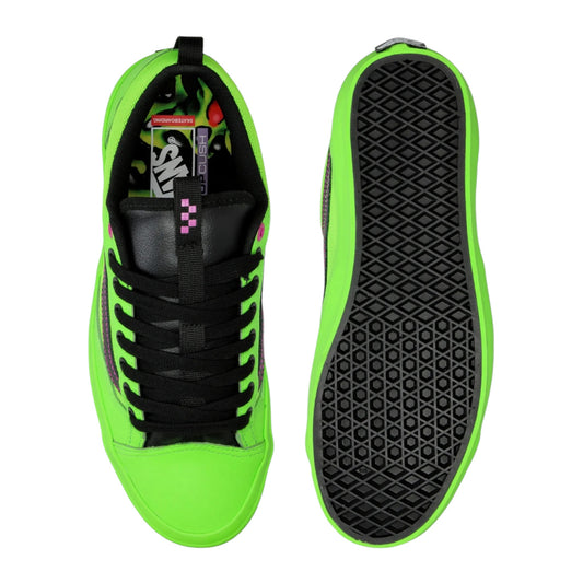 VANS SKATE OLD SKOOL 36+ ACID AIRBRUSH BLACK GREEN GECKO
