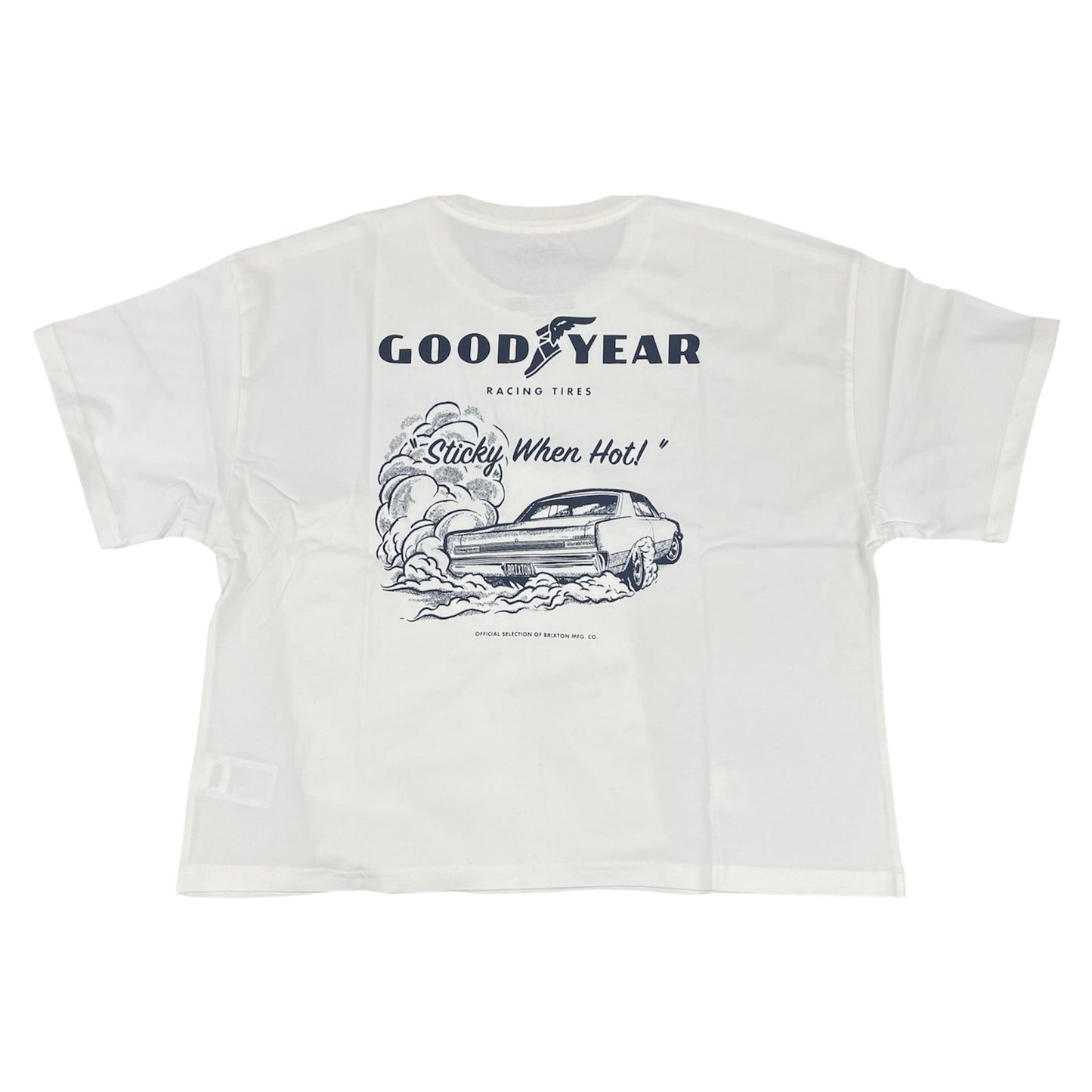 BRIXTON GOODYEAR BURNOUT BOXY CREW TEE OFF WHITE