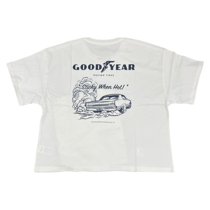 BRIXTON GOODYEAR BURNOUT BOXY CREW TEE OFF WHITE