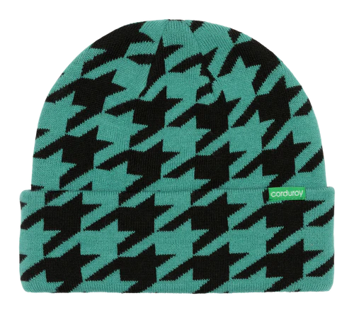 CORDUROY HOUNDSTOOTH BEANIE TEAL