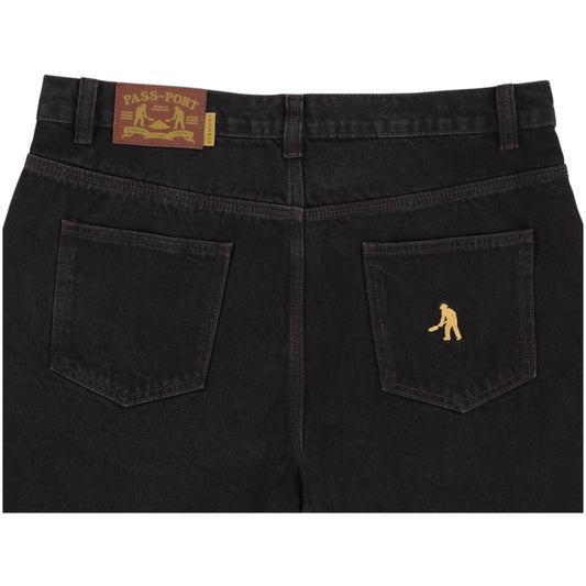 PASSPORT WORKERS CLUB STRAIGHT LEG JEAN R48 WASHED BLACK