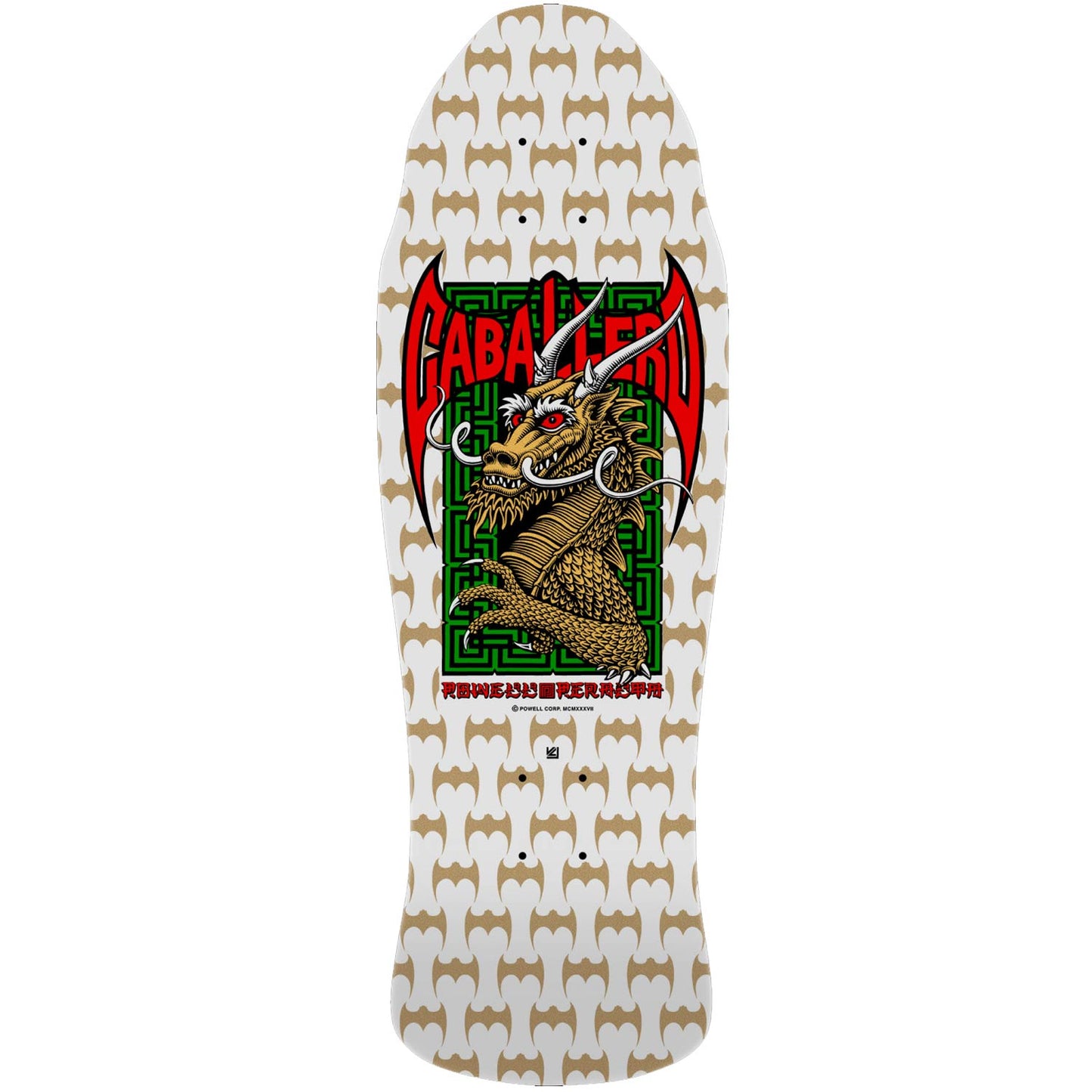 POWELL PERALTA RÉÉDITION CABALLERO STREET DECK 9.625″ X 29.75″ BLANC / OR