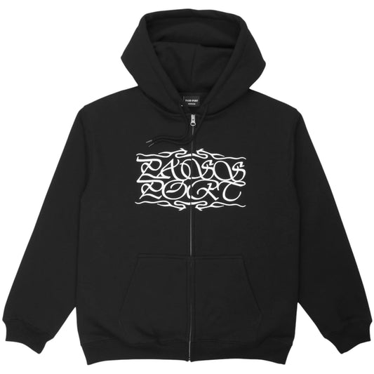 PASSPORT CALLIGRAPHY ZIP HOOD BLACK