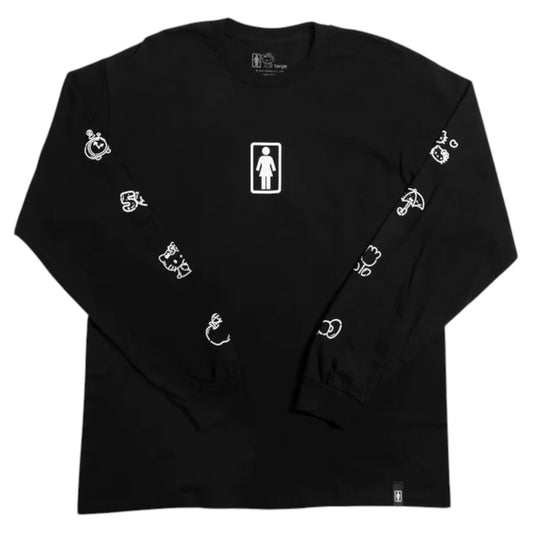 GIRL HELLO KITTY 50th SLEEVE LONG SLEEVE TEE BLACK