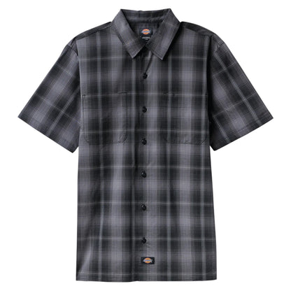 DICKIES SHORT SLEEVE PLAID WORK SHIRT BLACK
