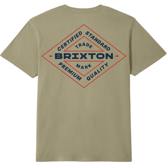 BRIXTON LOWRY STANDARD TEE OLIVE SURPLUS WARN WASH