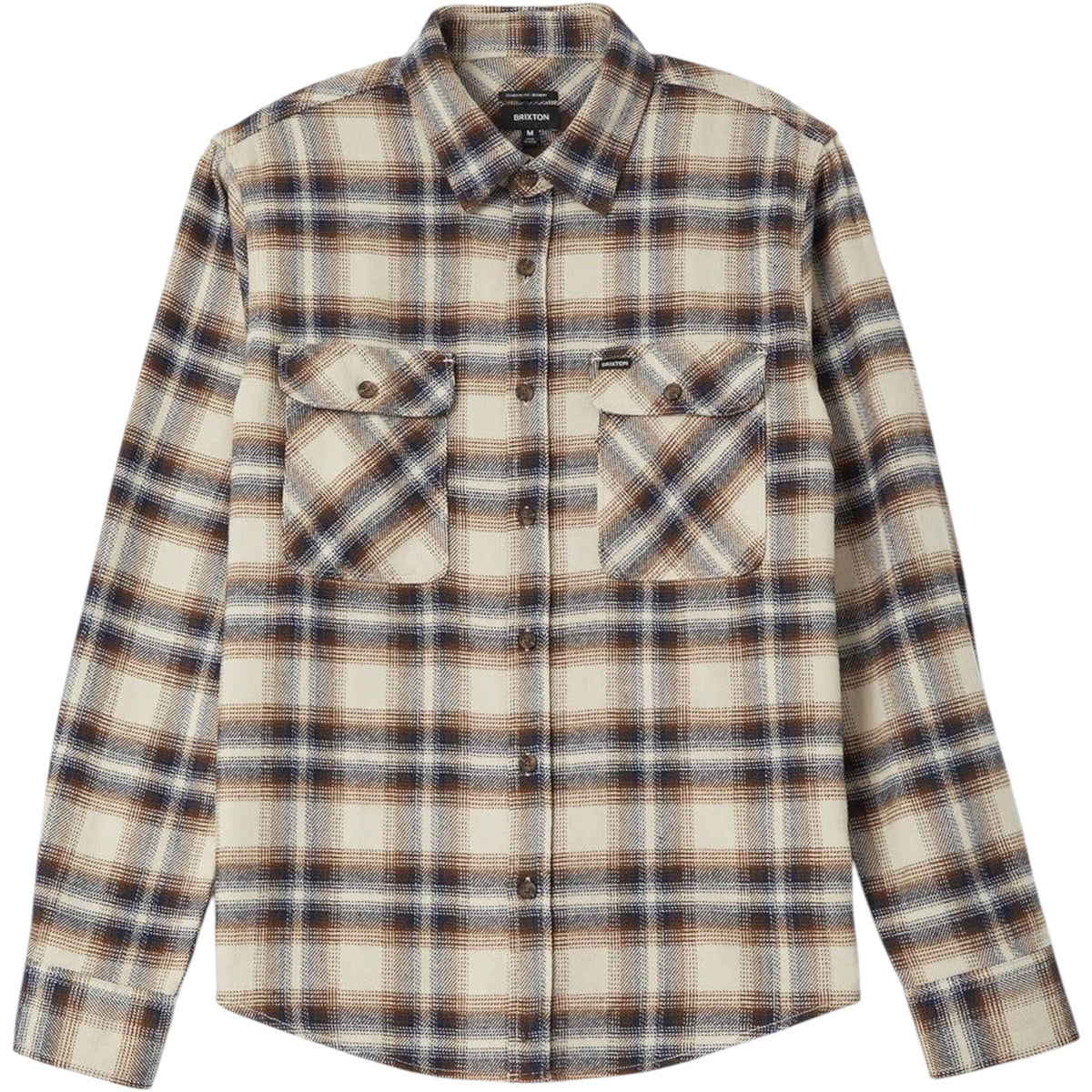 BRIXTON BOWERY FLANNEL SOFT BROWN PLAID