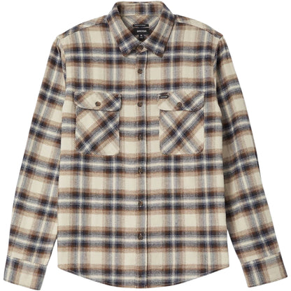 BRIXTON BOWERY FLANNEL SOFT BROWN PLAID