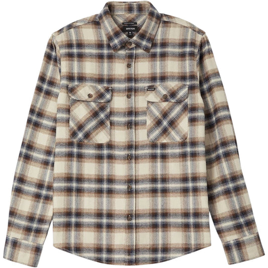 BRIXTON BOWERY FLANNEL SOFT BROWN PLAID