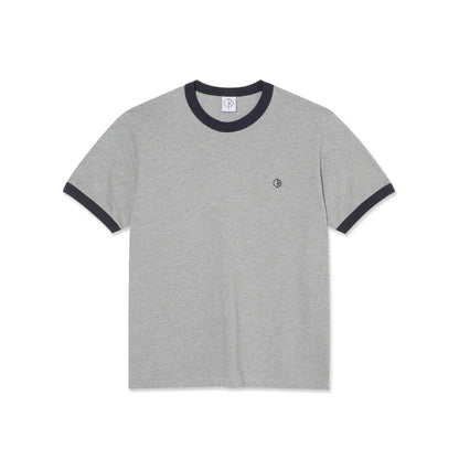 POLAR RINGER TEE HEATHER GREY/NAVY