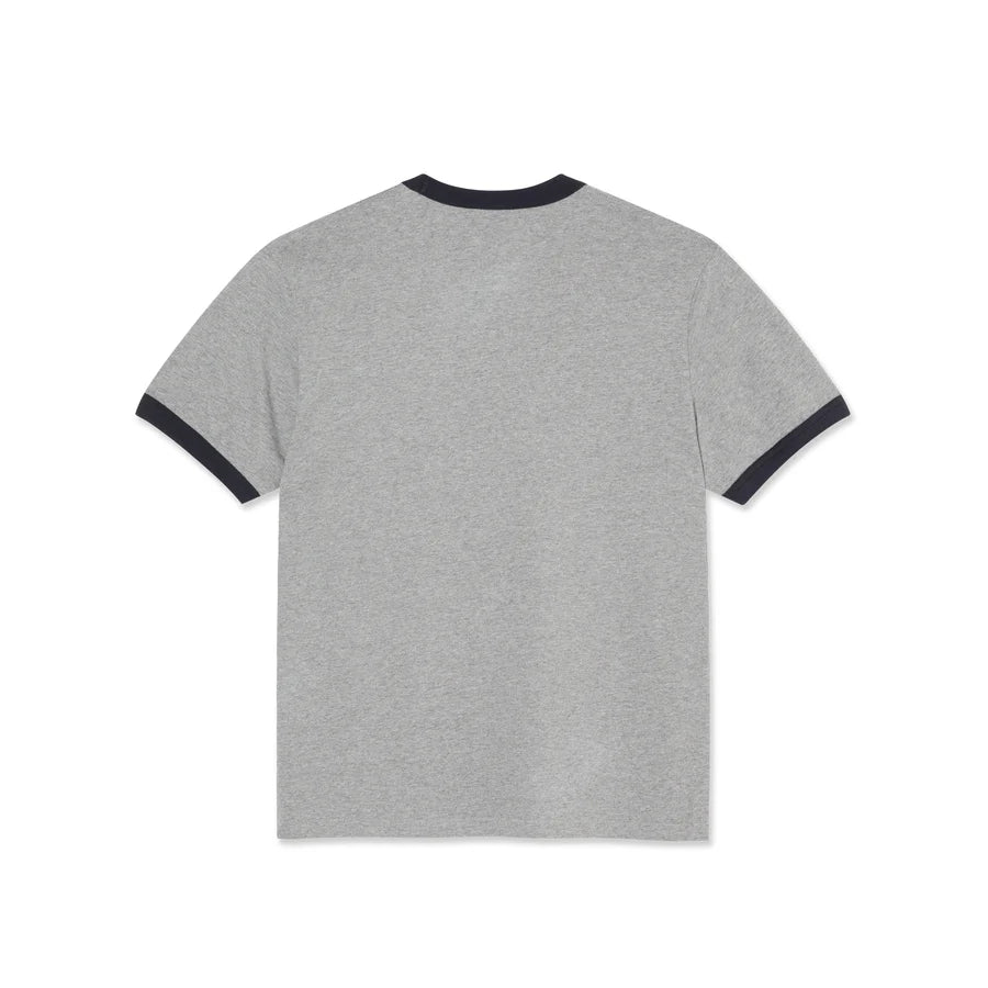 POLAR RINGER TEE HEATHER GREY/NAVY