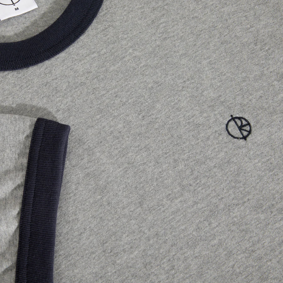 POLAR RINGER TEE HEATHER GREY/NAVY