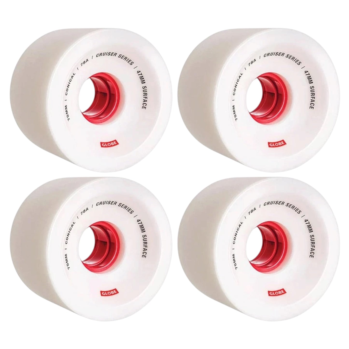 GLOBE CONICAL CRUISER WHEEL WHITE RED 78A