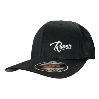 RUMOR SCRIPT FLEXFIT BLACK WHITE HAT