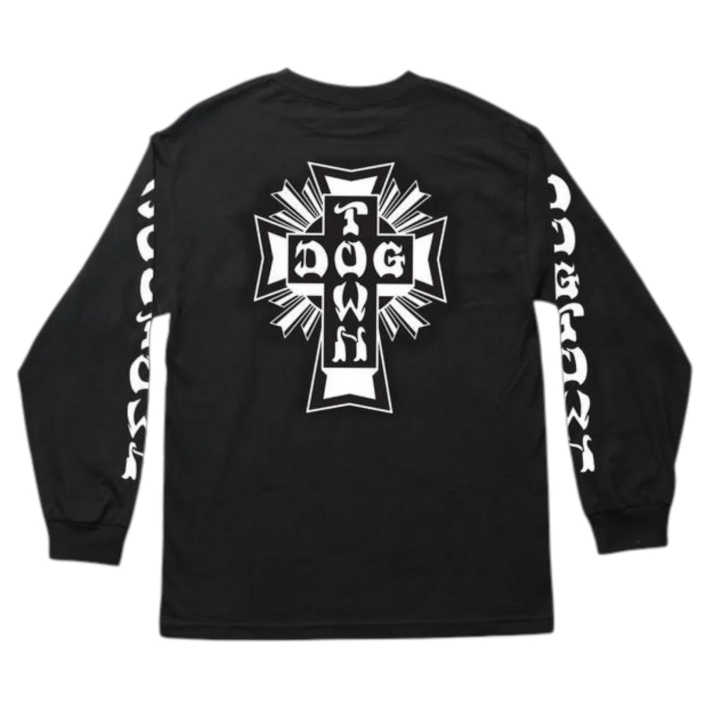 DOGTOWN CROSS LOGO LONG SLEEVE W/ SLEEVE PRINT BLACK