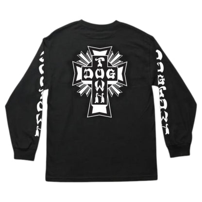 DOGTOWN CROSS LOGO LONG SLEEVE W/ SLEEVE PRINT BLACK