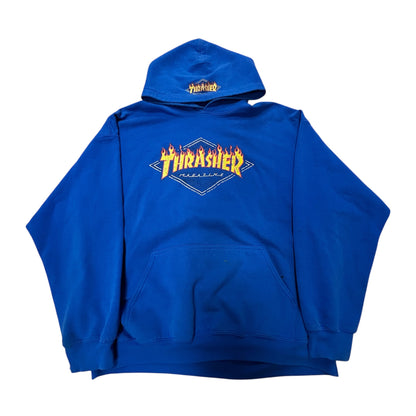 THRASHER FLAME LOGO HOODIE BLUE