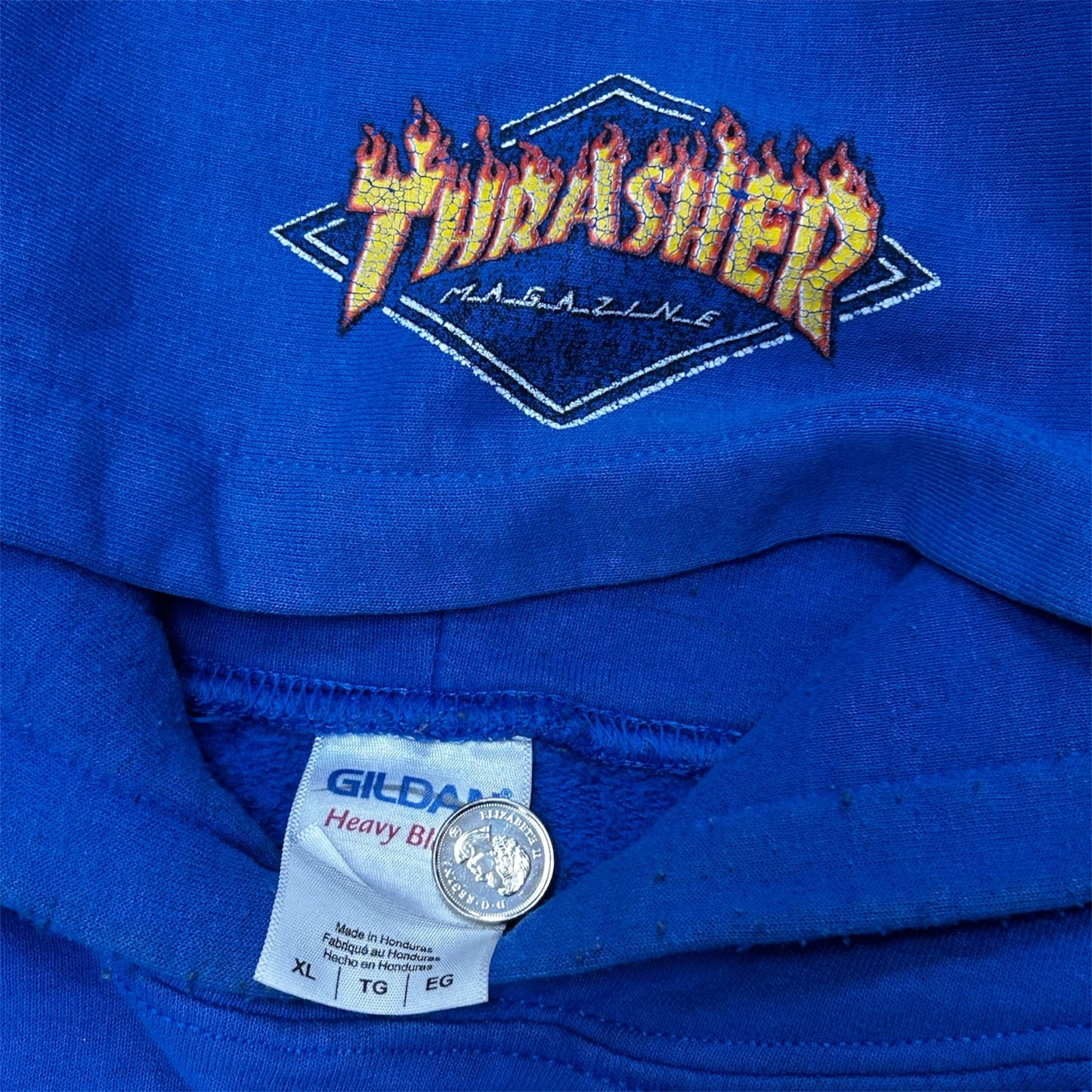 THRASHER FLAME LOGO HOODIE BLUE