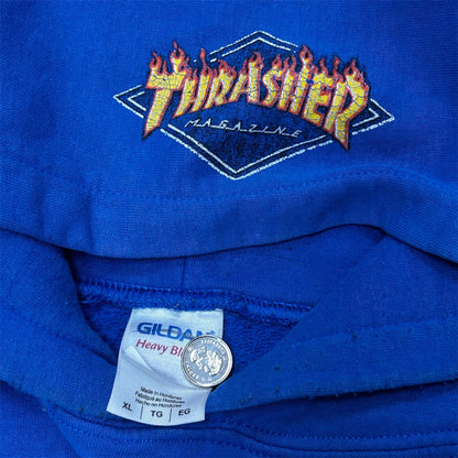 THRASHER FLAME LOGO HOODIE BLUE