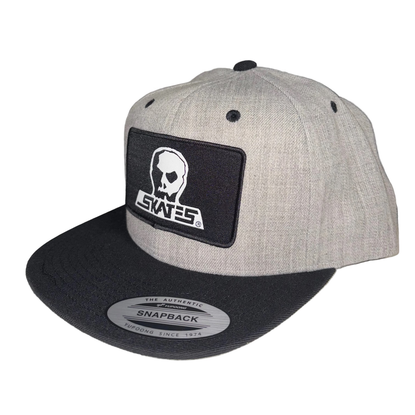SKULL SKATES SKULL SNAPBACK LOGO PATCH HEATHER