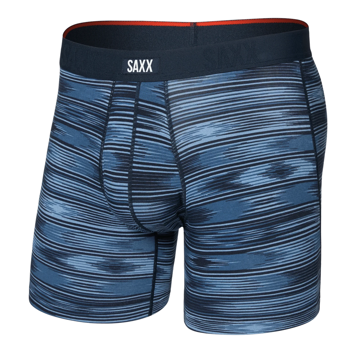 SAXX VIBE XTRA SOFT COMFORT BOXER BRIEF FLY IKAT STRIPE DARK DENIM