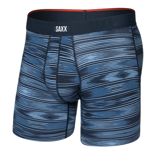 SAXX VIBE XTRA SOFT COMFORT BOXER BRIEF FLY IKAT STRIPE DARK DENIM