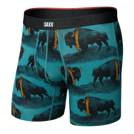 SAXX VIBE XTRA SOFT COMFORT BOXER BRIEF FLY BISON BLING SEASCAPE