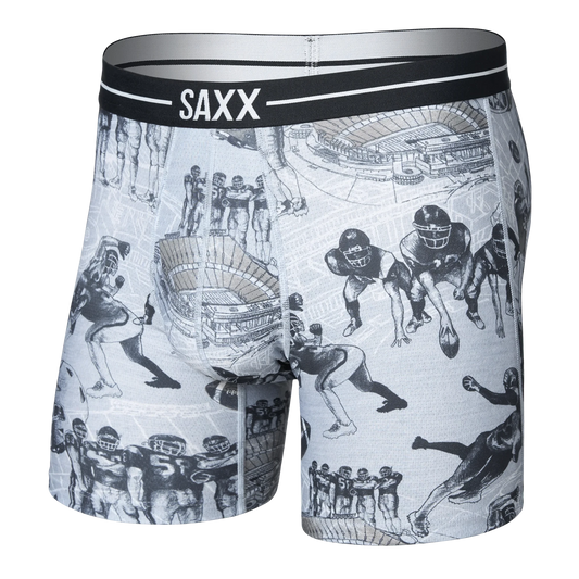 SAXX VOLT BREATHABLE MESH BOXER BRIEF GRIDIRON ACTION GREY HEATHER