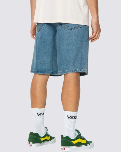 VANS CHECK 5 BAGGY DENIM SHORTS STONEWASH BLUE