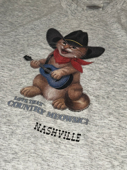 VINTAGE 90s NASHVILLE COUNTRY MEOWSIC CAT TEE