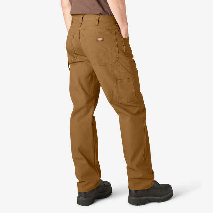 DICKIES RELAXED FIT HEAVYWEIGHT DUCK CARPENTER PANTS RINSED BROWN DUCK