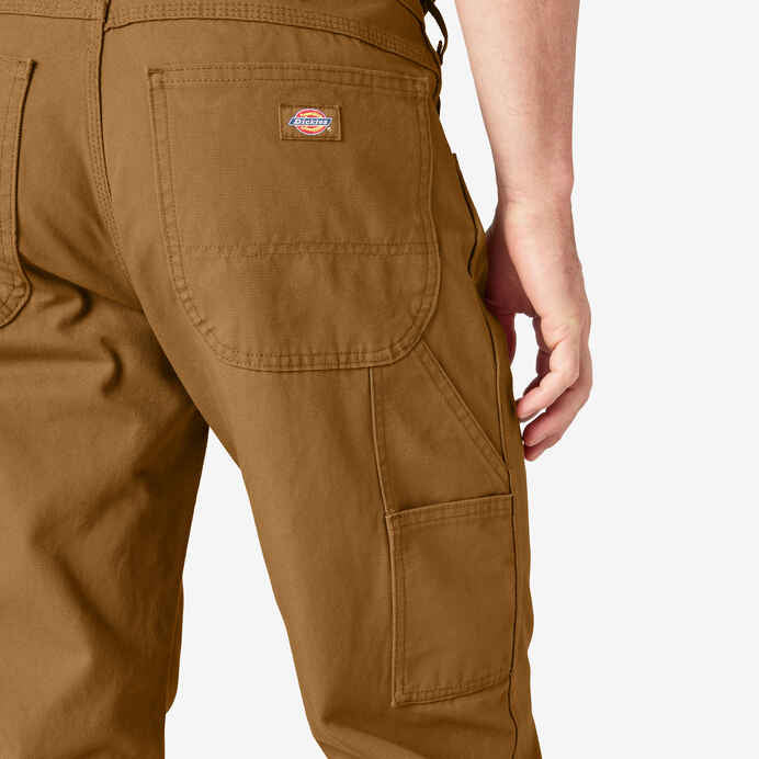 DICKIES RELAXED FIT HEAVYWEIGHT DUCK CARPENTER PANTS RINSED BROWN DUCK