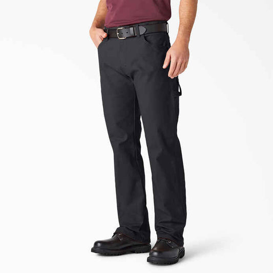 DICKIES RELAXED FIT HEAVYWEIGHT DUCK CARPENTER PANTS RINSED BLACK