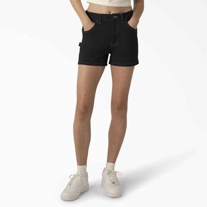 DICKIES WOMENS TWILL CARPENTER SHORTS BLACK