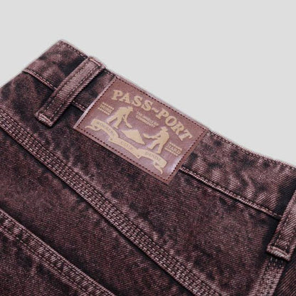 PASSPORT WORKERS CLUB DENIM JEANS OVER-DYE WINE