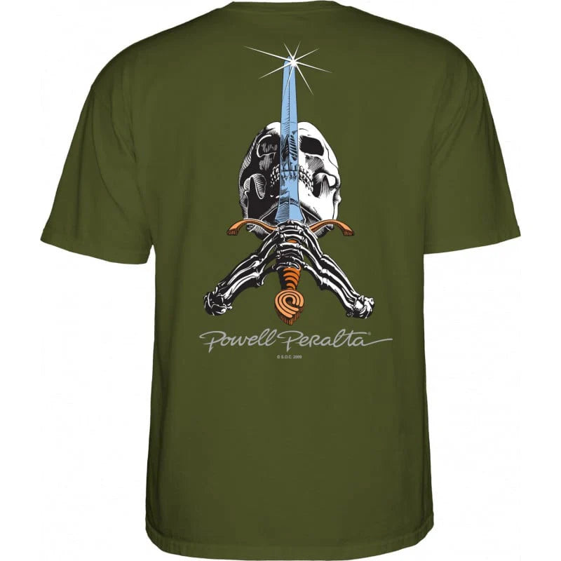 POWELL PERALTA SKULL & SWORD TEE MILITARY GREEN