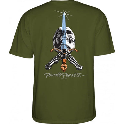 POWELL PERALTA SKULL &amp; SWORD TEE MILITAIRE VERT