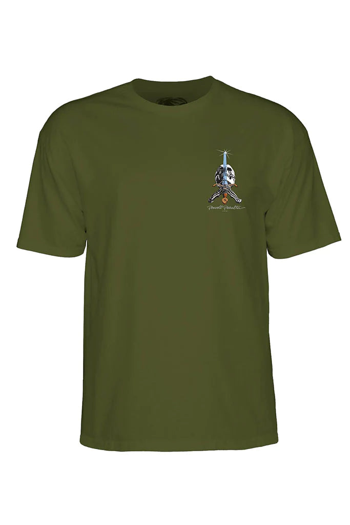 POWELL PERALTA SKULL &amp; SWORD TEE MILITAIRE VERT