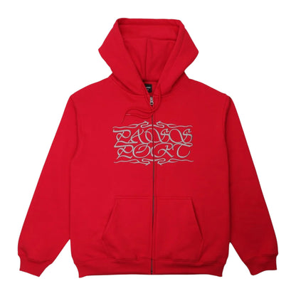 PASSPORT CALLIGRAPHY ZIP HOODIE RED