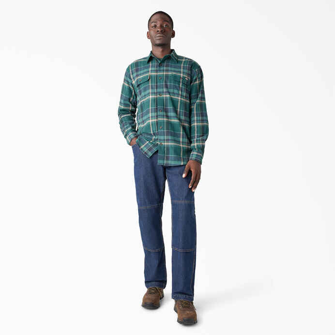 DICKIES FLEX FLANNEL RELAXED FIT FOREST GREEN MULTI