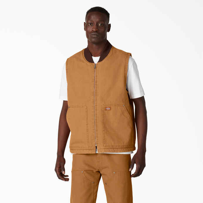 GILET DOUBLÉ DICKIES CANARD STONEWASHED MARRON CANARD