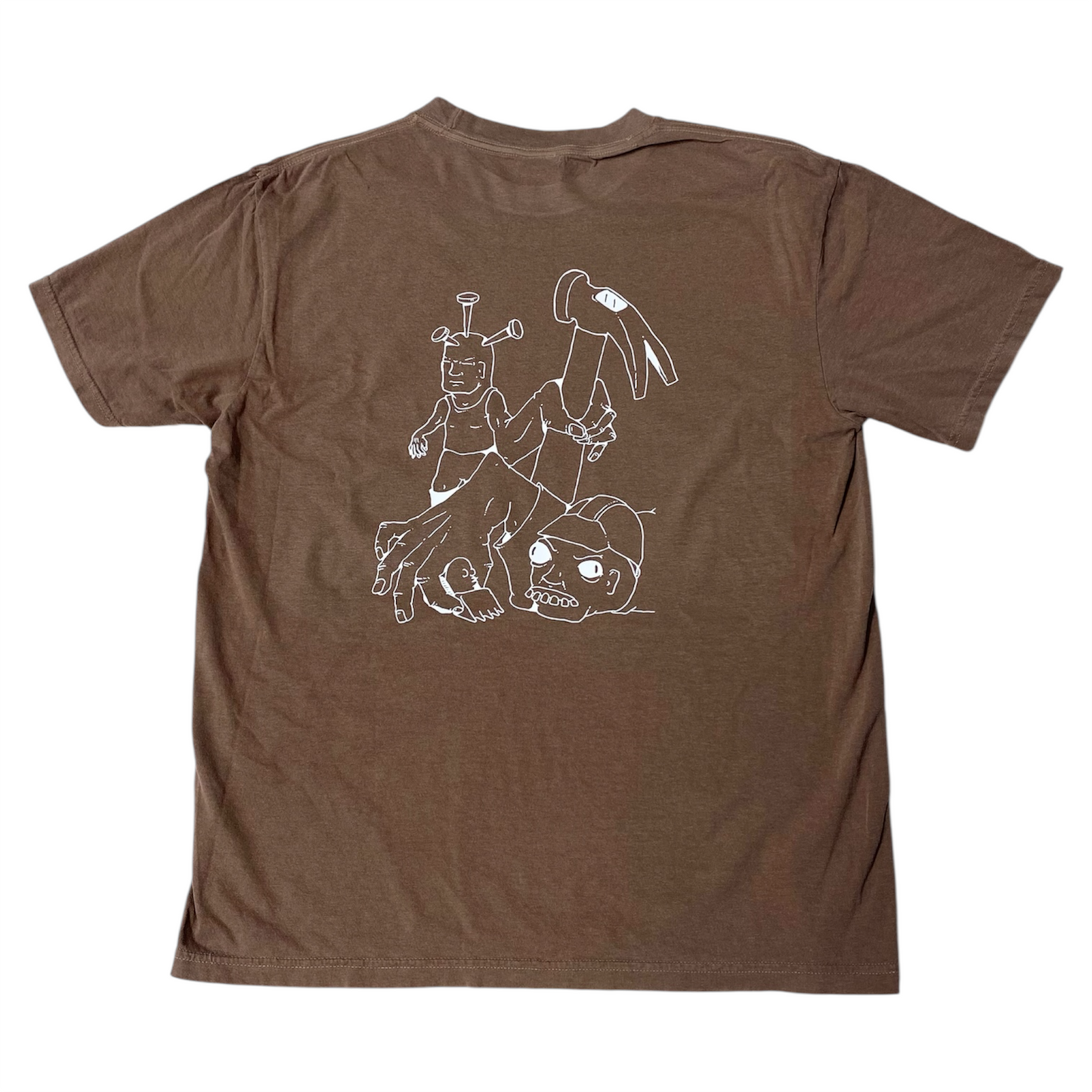 RUMOR UNDER CONSTRUCTION TEE SHIRT WORKED IN BROWN