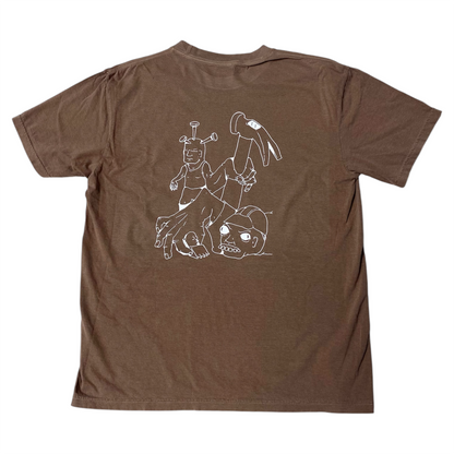 RUMOR UNDER CONSTRUCTION TEE SHIRT WORKED IN BROWN